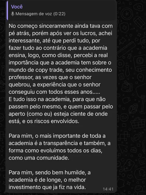Print de WhatsApp de aluno