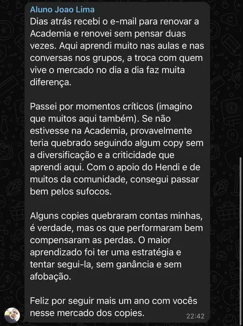 Print de WhatsApp de aluno