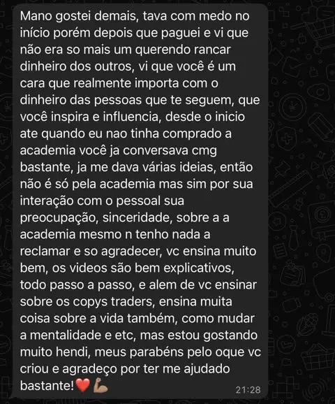 Print de WhatsApp de aluno