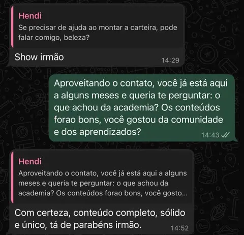 Print de WhatsApp de aluno