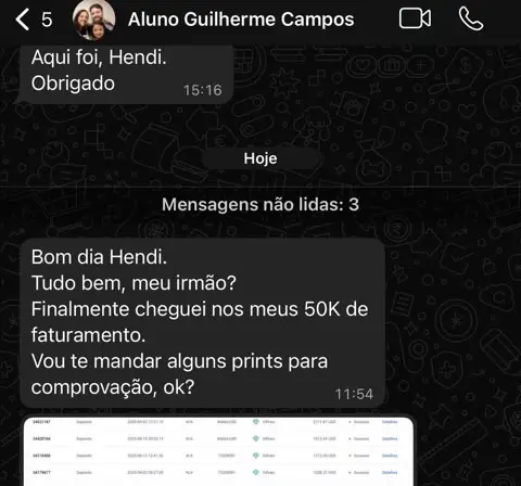 Print de WhatsApp de aluno