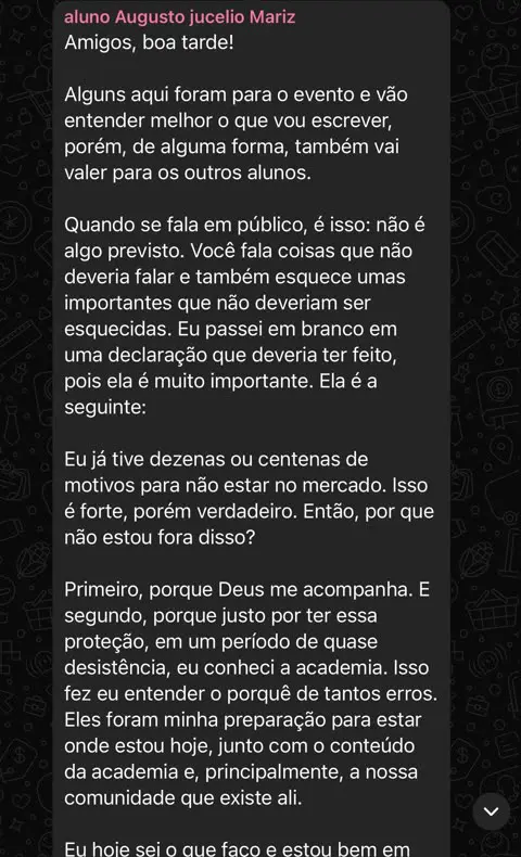 Print de WhatsApp de aluno